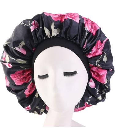 COSPACK Sating Slaport for Women | 2 Karat Extra Large | Perfect for Curly Braids Dreadlocks & Long Hair | Black/Blue Floral Design | Ideal for Make-Up & Skin Care | International Shipping Available - Buy Online on GoSupps.com