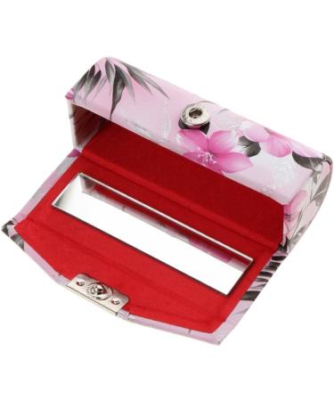 SGerste Leather lipstick case with mirror traditional Chinese floral pattern for makeup jewelry lip balm light pink as described pink Rose - Buy Online on GoSupps.com