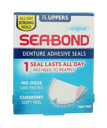 SEA-BOND Denture Adhesive Seals Uppers Original 15 ea (Pack of 3)