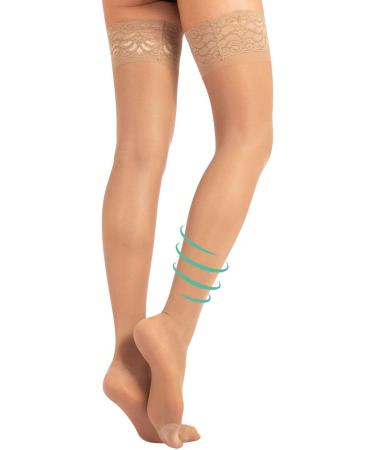 Medical Support Hold Up Compression Stockings | 15-21 mm/Hg | S M L XL | Black Skin | Made in Italy - Buy Online on GoSupps.com
