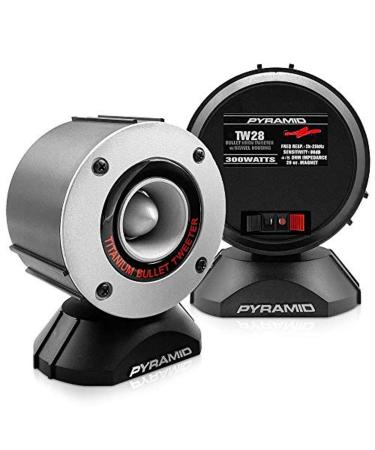 Pyramid 300 Watt Marine Tweeter Speaker - 3.75 Aluminum Bullet Horn w/ 1 Titanium Dome Tweeter, 2k-25kHz Frequency Response, 4 Ohm Impedance, Heavy Duty 20 Oz. Magnet Structure -TW28 (Pair) Speaker Standard Packaging