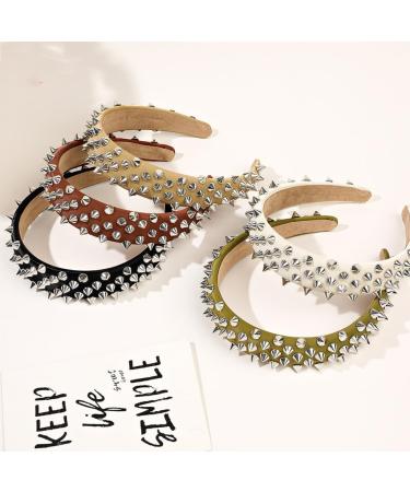 Bottone Metal Rivets Headbands Woman Makeup and Washing Face Headband Elastic Hairband for Woman Girls Skincare Headband Beige - Buy Online on GoSupps.com