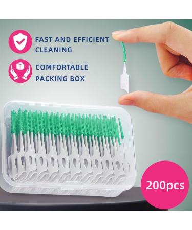 JOCXZI Interdental Brush - 200 Soft Silicone Brushes for Effective Tooth Cleaning | Portable Dual-House Floss Stick (Green) - Buy Online on GoSupps.com