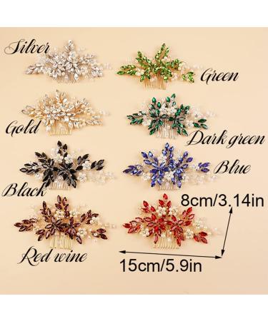Kercisbeauty Some Blue Crystal Hair Comb for Wedding Brides Bridesmaid Women Silver Hair Piece for Special Occasion (Blue) - Buy Online on GoSupps.com