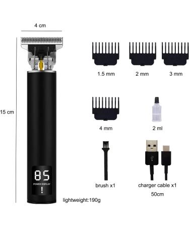 Men's Cordless Electric Hair Clippers with LED Display and Waterproof Design - Includes 4 Guide Combs and Type-C Fast Charger - Dual Power Modes - Dasimiket Black - Buy Online on GoSupps.com