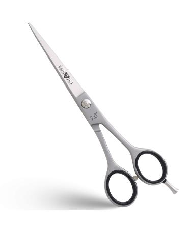 EXJ Professional Hairdressing Hair Cutting Scissor - Stainless Steel Barbers Scissors | Salons Hairdresser Scissors | Barbers Scissors Men Women And Adults | 7" Hair Cutting Barber Blade Matte Silver