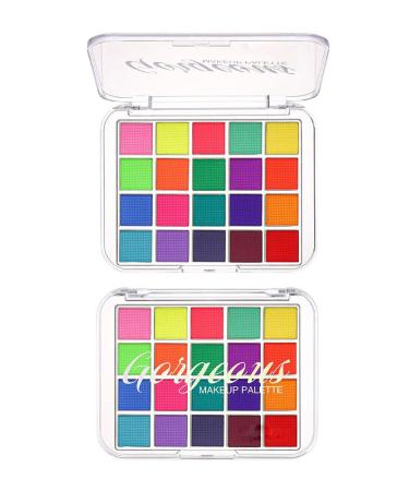 Bright Color Neon Rainbow Makeup Eyeshadow Palette 20 Colors Makeup Tray Set (2)