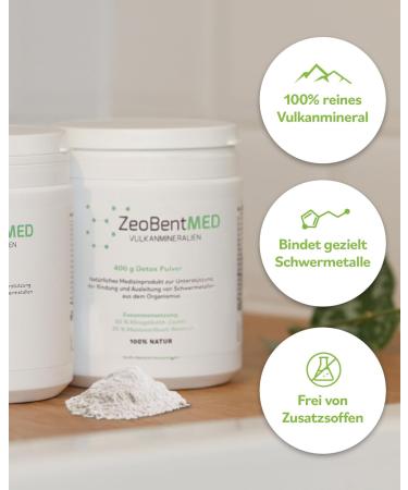 Zeobent Med Detox Powder 400g - Pharmacy Quality Zeolite Bentonite | Heavy Metal Detox Intestinal Cleaning Volcanic Minerals - Buy Online on GoSupps.com