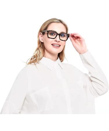 Retro Oversized Blue Light Blocking Reading Glasses for Women - Oprah Style Large Thick Frame with Spring Hinge - Black/Transparent + Purple/Pink 2.25 - Buy Online on GoSupps.com