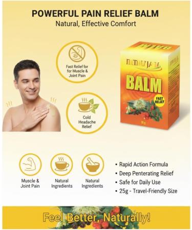 Herbal Cold & Headache Relief Balm 25g (Pack of 5) | Natural Soothing Balm with Ayurvedic Ingredients - Buy Online on GoSupps.com