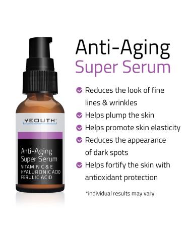 Yeouth Anti-Aging Super Serum - 1 fl oz (30 ml) | Youthful Skin Solution - Buy Online on GoSupps.com