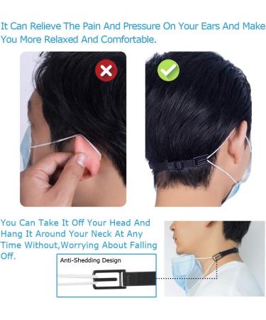 Adjustable Black Mask Extender Straps for Back of Head & Ear - Mask Strap Hooks - Buy Online on GoSupps.com