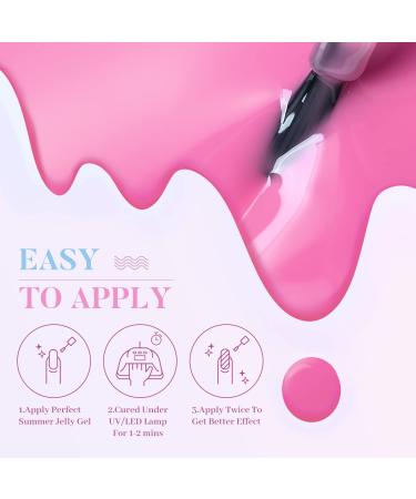 Perfect Summer Makron Jelly Gel Nail Polish Set - 12 Colors Transparent Soak Off Nail Gel for Manicure Salon 12ml - Buy Online on GoSupps.com