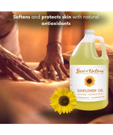 Best of Nature 100% Pure Sunflower Massage Oil Lightweight Deep Moisturizing Unscented Oil for Skin Body & Massage Nourishing Hydration for Hair & Face Half Gallon (64 fl oz) 64 Fl Oz (Pack of 1) - Buy Online on GoSupps.com