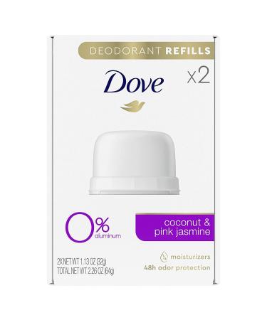 Dove Deodorant Refill Kit - Coconut + Pink Jasmine, 2 Refills, 1.13 oz - Pack of 4 | Aluminum-Free - Buy Online on GoSupps.com