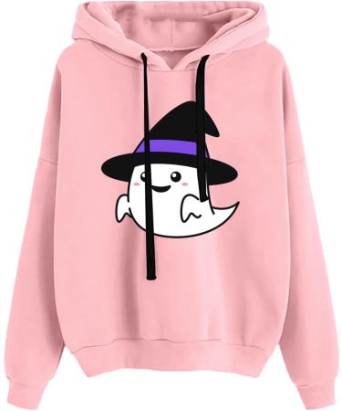Halloween Costumes Sleeve Halloween Print Hoodie Stylish Loose Top Pink Large - Buy Online on GoSupps.com