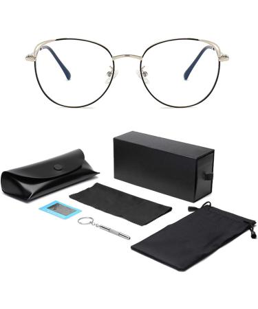 SanDish Cat Eye design Blue Light Blocking Glasses Hipster Metal Frame Women Eyeglasses Non Prescription Silver/Black6 - Buy Online on GoSupps.com