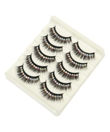 FRCOLOR Volume Cat Eye 10 Pairs Diamond False Eyelashes False Eyelashes Dramatic Glitter Manga Lashes False Lash Lashes Eyelash Chemical Fiber Hard Stem Dense Decorate Rhinestone