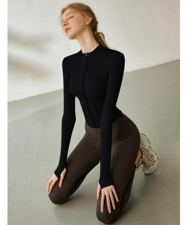 Buy Vectol Women's Gym T-Shirt - Long Sleeve Crop Top with Zipper & Thumb Hole | Lightweight Yoga Fitness Top - Black Size S - Buy Online on GoSupps.com