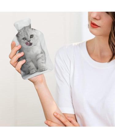 Cute Kitten Hot Water Bottle with Plush Cover - Bed Warmer for Adults & Kids | 26.5x15.3cm - International Shipping - Buy Online on GoSupps.com