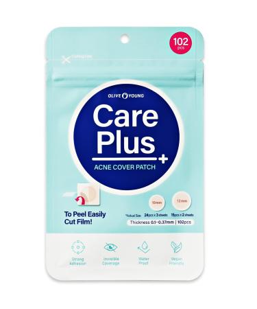 Olive Young Care Plus Spot Patch 1 Pack | Hydrocolloid Acne Korean Spot Patch to Cover Zits, Pimples and Blemishes, for Troubled Skin and Face (102 Count - 10mm*72ea + 12mm*30ea) 01 Spot Patch 1 Pack(102 Count)