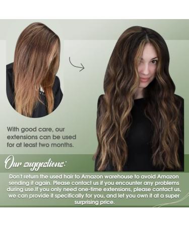 Hetto Clip In Extensions - Real Remy Hair | Darkest Brown Highlights (2/8) & Light Brown | 120g 50cm | Hair Recovery Clip Ins - Buy Online on GoSupps.com