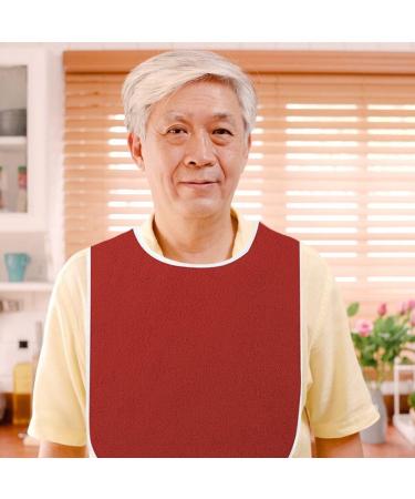Adult Bibs for Elderly 2pcs Washable Feeding Adult Bib with Crumb Catcher Clothing Protectors for Adult Elderly and Disabled Red - Buy Online on GoSupps.com