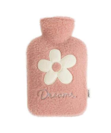 Dlandz hot water bottle hot water bottle with soft cover 1-liter-classic hot water bag rubber warm heating pocket hand warmer bag pom-decor hand foot warmer