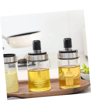 Zerodeko Honey Containers Glass Dispenser 1pc Oil Brush Seasoning Jar Combination Grease Stainless Steel Kitchen Soy Sauce Bottle Grease Container - Buy Online on GoSupps.com