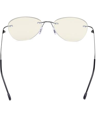 Eyekepper Rimless Progressive Multifocus Reading Glasses for Women - Blue Light Filter +3.00 Metallic Blue Grey Pilot Style - Buy Online on GoSupps.com