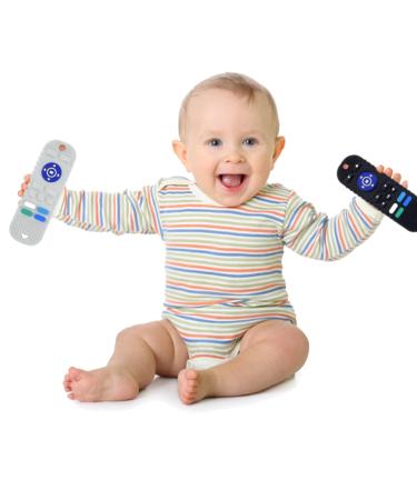 2-Pack Silicone Remote Control Teething Toys for Babies 6-12 Months | BPA-Free Chew Toys Set with Anti-Off Rope Clip | Teether Toys Gift for Baby Boys Girls - Buy Online on GoSupps.com