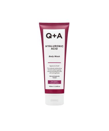 Q+A Hyaluronic Acid Body Wash a blend of Hyaluronic Acid Giant Kelp Extract and Saccharide Isomerate and a fresh Apple and Avocado scent 250ml
