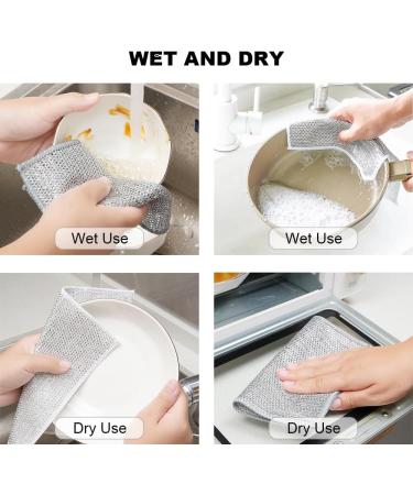 10PCS Multipurpose Wire Dishwashing Rags for Wet and Dry Double Layer Reusable Cleaning Cloths Dish Wire Dishcloth Wire Dish Cloths for Kitchen Bathroom for Dishes Sinks Counters Stove Tops - Buy Online on GoSupps.com
