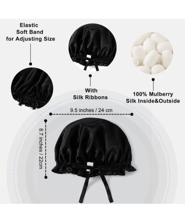 ZIMASILK 100% Mulberry Silk Bonnet for Women Hair Care - Natural Silk Hair Wrap for Sleeping - Elastic Stay On Head - Black (1Pc) - Buy Online on GoSupps.com