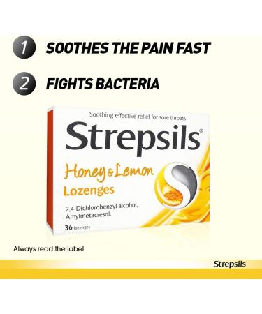 Strepsils Honey & Lemon Lozenges 36 Lozenges - Buy Online on GoSupps.com