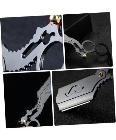 Minkissy Manual Hair Razor Holder - Double Ring Flaps Rustproof Steel Shearing Shaver for Hairdressers - Small Straight Handle Razor Blade Holder - Buy Online on GoSupps.com