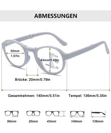 Buy Lanomi Foldable Varifocal Glasses | Blue Light Filter Reading Glasses | Compact Progressive Multifocal Visual Aid | Ultralight Portable Multifocus Eyewear with Case (Gray/White) 1.0x - Buy Online on GoSupps.com