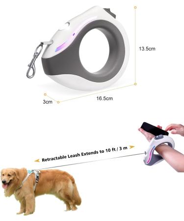 Blanlody 3m Roller Dog Leash for Large Dogs Up to 80kg - Rubberized Handle & Waste Bag Holder - Ideal for Medium & Small Dogs (White) - Buy Online on GoSupps.com