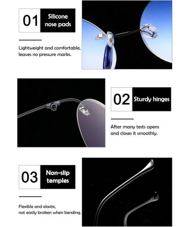 Koosufa Titan Roundless Reading Glasses | Ultra-Light Frameless Blue Light Filter | Anti-Fatigue Eyewear for Men & Women | Multiple Magnification Options - Buy Online on GoSupps.com