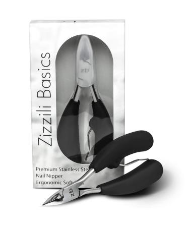 Zizzili Basics Toenail Clippers for Thick or Ingrown Toenail - Large Handle for Easy Grip + Sharp Stainless Steel - Best Nail Clipper & Pedicure Tool for Seniors - Maintain Healthy Nails with Ease Black Handle