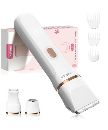 Kotopa Intimate Shaver for Women 3in1 Electric Shaver for Bikini Zone Face and Body Cordless Bikini Trimmer for Intimate Zone Waterproof and Skinfriendly White