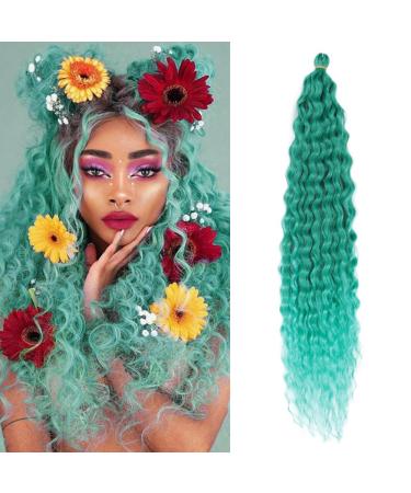 DSoar 22 inches 3 Packs deep twist crochet hair ocean wave curly bohemian crochet braids deep wave hair bundles synthetic hair extensions for women girls 22inch green#