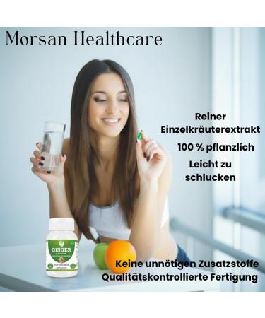  Morsan Healthcare Ginger (Zingiber officinale) Capsules | Pack of 60 x 500 mg Vegetarian Capsules | Natural Food Supplement | GMP Certified | Gluten-Free (120) - Buy Online on GoSupps.com