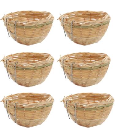 FLAMEER 6pcs Bamboo Wicker Woven Canary Nest Pans Small Bird Nest Boxes Cage Hanging - Buy Online on GoSupps.com