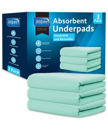 Inspire Super and Ultra Absorbent Disposable Bed Pads (23" X 36" Reusable 3 Pack)