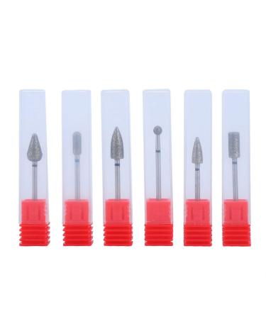 6pcs Diamond Nail Drill Bit 2.35mm Polishing Grinding Head Nail Drill Bit for Dead Skin Removal Grinding Polishing