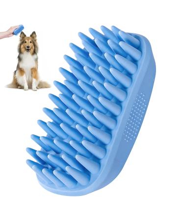 Dog Bath Brush,Rubber Dog Shampoo Grooming Brush, Silicone Dog Shower Wash Curry Brush, Pet Scrubber for Short Long Haired Dogs Cats Massage Comb, Soft Shedding Bathing Brush Removes Loose & Shed Fur Blue