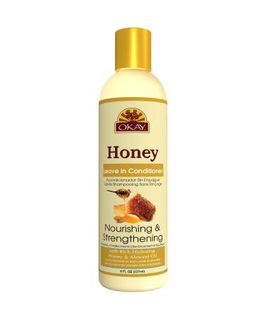 OKAY | Honey Leave-In Deep Conditioner | For All Hair Types & Textures | Hydrate Smooth & Strengthen | With Shea Butter Almond & Avocado | Free of Parabens Silicones Sulfates | 8 oz