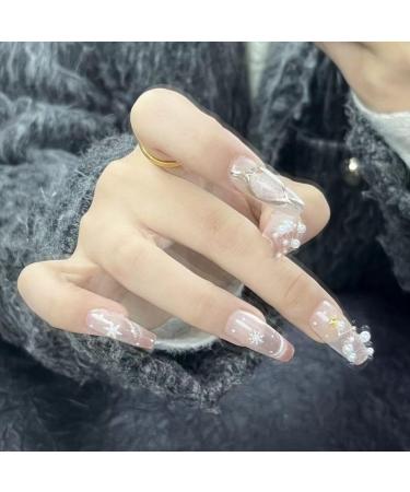 Temperament manicure handmade Christmas manicure wearing a small fresh nude finished nail patch.(XS) - Buy Online on GoSupps.com