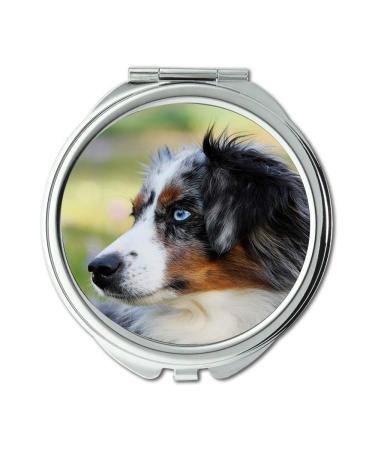 YENDOSTEEN Mirror Travel Mirror Australian Shepherd Blue Merle Dog Animal Pocket Mirror portable mirror